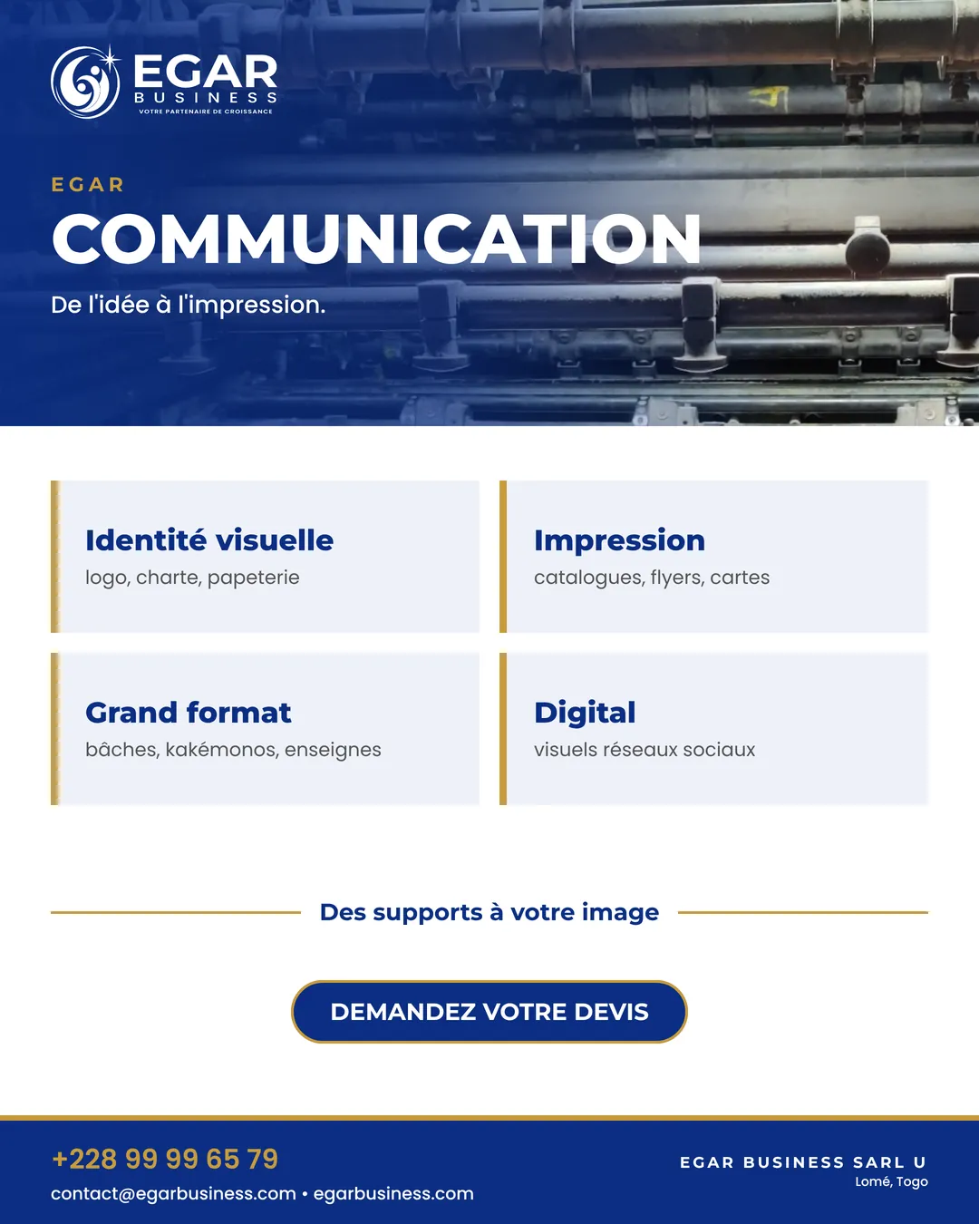 Visuel EGAR COMMUNICATION : identité visuelle, impression, grand format et digital