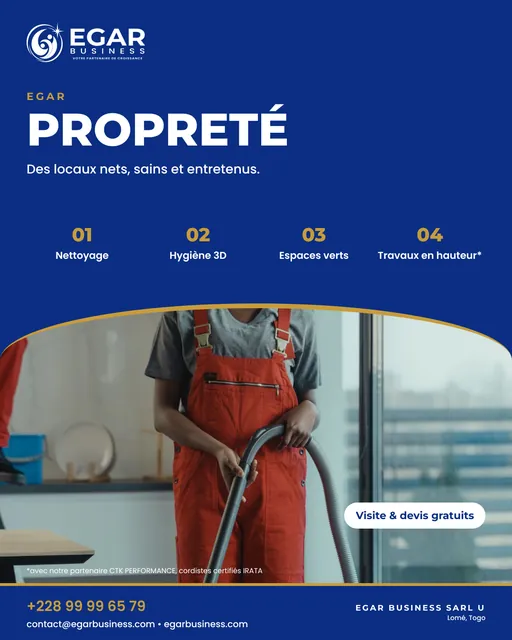 Visuel EGAR PROPRETÉ : des locaux nets, sains et entretenus